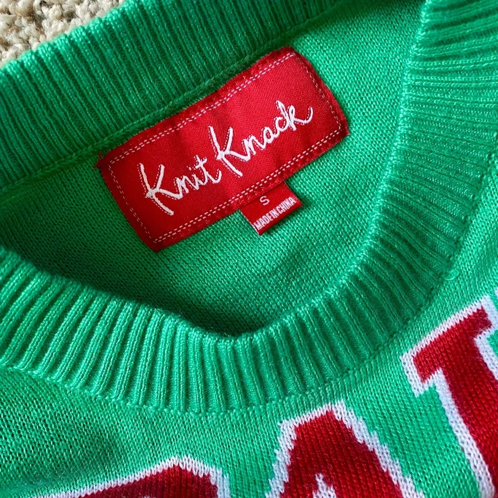 Knit Knack Bah Hum Pug Crew Neck Christmas Sweater - Picture 4 of 6